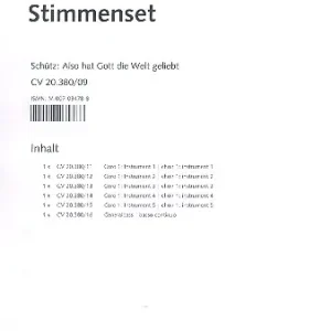 Also hat Gott die Welt geliebt op.11,12 SWV380 Markenware