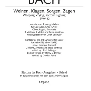 Weinen Klagen Sorgen Zagen BWV12 Saisonangebot